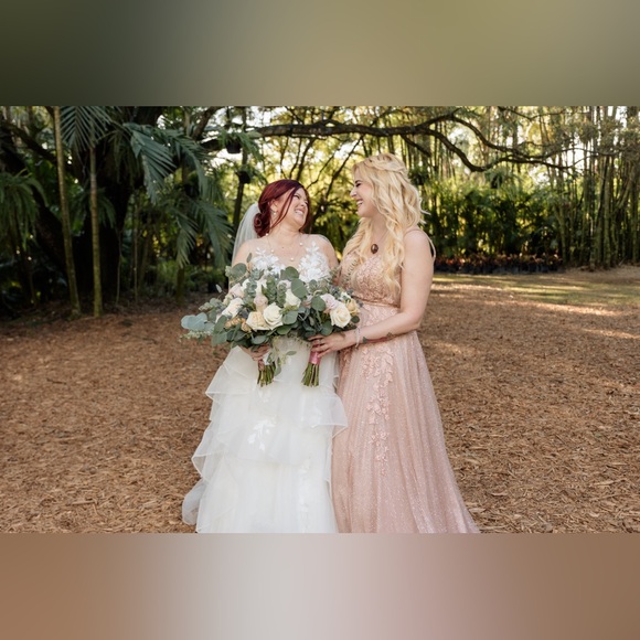 Jovani Women's Formal Dress Size 6 Pink Rose Gold Sequined Tulle Backless Gown - Picture 9 of 11